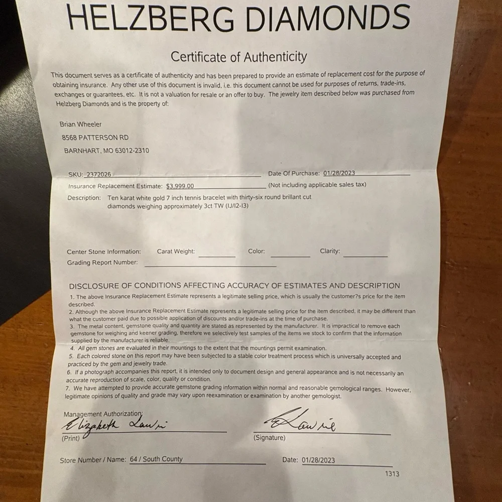 Ladies 10 Karat Tennis Bracelet - Picture 6 of 7